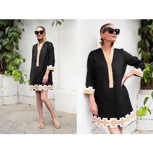 TUCKERNUCK X ATLANTIC PACIFIC LINEN DRESS PREPPY BREATHABLE RETRO MOD WHIMSY XS